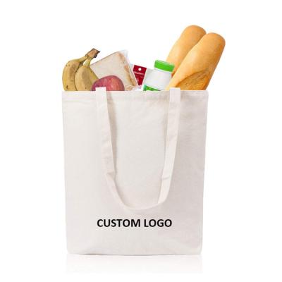 China Promotional High Quality Shopping Custom Logo Handled Printed Canvas Cotton Tote Bag for sale