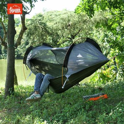 China Outdoor adult 70D nylon parachute travel hammock swing bed with mosquito net for outdoor camping for sale