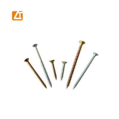 China Screw flat high quality countersunk chipboard screws yellow zinc pozi drive use on plasterboard for sale