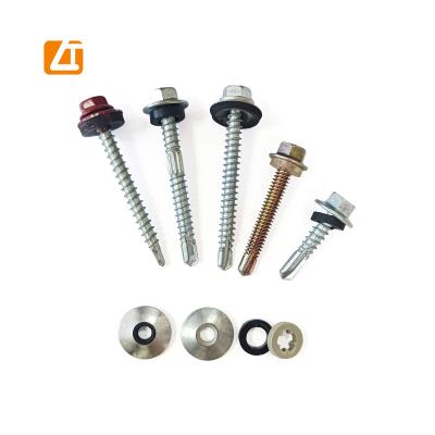 China HEX Large Quantity Provide Self Drilling Metal Roofing Screw With Rubber Gasket for sale