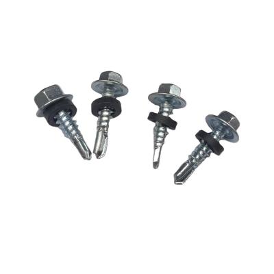 China HEX Hex Head Zinc Screw With EPDM Gasket Galvanized Hexagonal Head Screw Self Drilling for sale