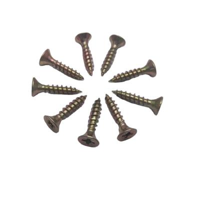 China Zinc Chipboard Self Tapping Flat Yellow Screw Countersunk Head Philip Drive CSK Galvanized Screw for sale