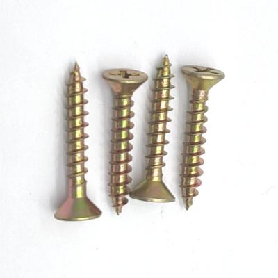 China Best Quality DIN7505 CSK Countersunk Head Hardened Yellow Chipboard Screw For Wooden Furniture for sale