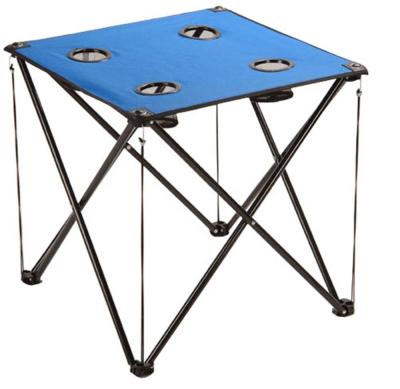 China Traditional Outdoor Camping Easy Folding Table With 4 Cup/Drink Holder Light Weight Outdoor Folding Furniture for sale