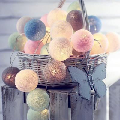 China 2021 Hot Sales Other Wholesale Home Decoration Macarons LED Cotton Garland Ball Light (HOME+) for sale