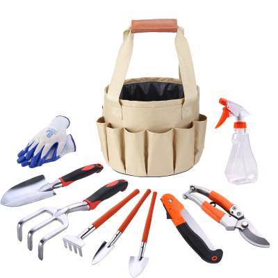 China Industrial Use Customized 10 pieces Outdoor Durable Hand Garden Storage Tote Bag Gardening Gift tool kit Set for sale