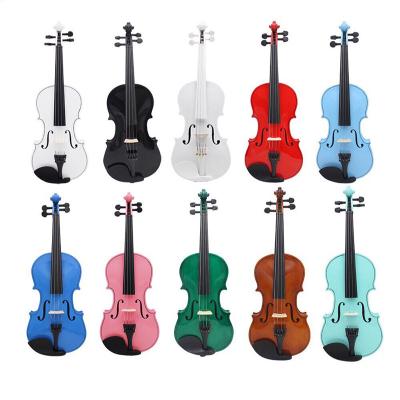 China Wholesale price high quality colorful 4/4 violin colorful spraying violin maple with case cheap price violin for sale