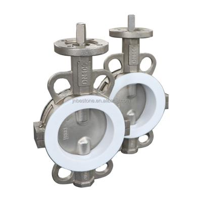 China General Bare Stem Wafer PTFE Seat Butterfly Valve With SS304 / SS316 Material for sale