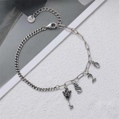 China Creative Vintage Zlwwp Beads S925 Sterling Silver Single Letter Bracelets for sale