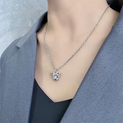 China Women Silver Heart Vintage Zlwwp Necklace Zircon Pendant Setting for sale