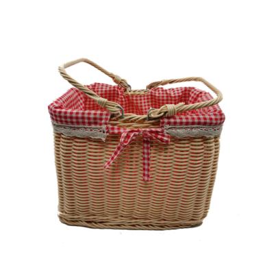 China Modern Natural Lightweight Black Rattan Picknickmand Style Storage Picnic Wicker Basket for sale