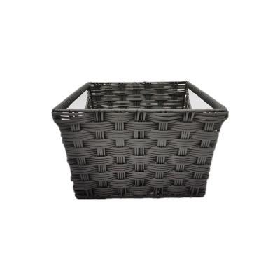 China Viable rattan plastic woven handmade vegetables show element black handle basket storage basket restaurant wicker baskets for sale