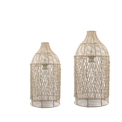 China Tropical Home Decor Wholesale Natural Handmade Rattan Lampshade Lamparas De Mimbre Ring Light Cover Lampshade for sale