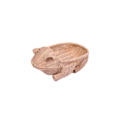 China Traditional Natural Style Empty Baskets For Gifts Macrame Woven Storage Baskets Frog Shaped Cartoon Wicker Baskets for sale