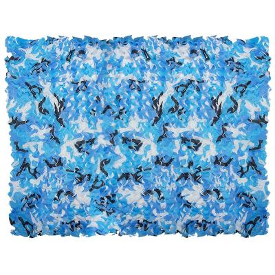 China 100% Polyester Ocean Blue Snow White Outdoor Decorations Camo Netting Camouflage Net With Back Mesh For Sunshade Camping Tactical Training for sale