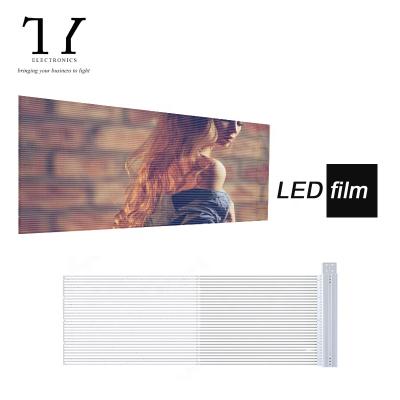 China Super Slim Adhesive Transparent Indoor Full Color Outdoor / Indoor LED Screen Flexible Led Display P10 Display Wall for sale