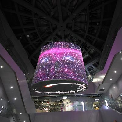 China 360 degree indoor/outdoor transparent led display full color transparent flexible led screen display for market for sale