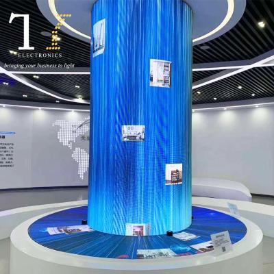 China 2021 New P3.91-7.82 Customized INDOOR Designed Round Cylindrical LED Display Cone Round Cylindrical Cone Hanging Transparent Led Display for sale