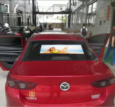 China INDOOR High Brightness Easy To Use Easy To Install Transparent LED Car Display LED Car Advertising Screen for sale