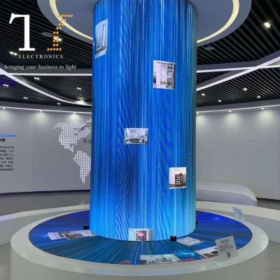 China Indoor perfectly solve the problems indoor corner onumen P3 led flexible screen curved screen cylindrical screen for sale