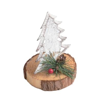 China Europe Customized New Merry Iron 2021 Wooden Christmas Decor Small Mini Christmas Tree Desktop Decor for sale