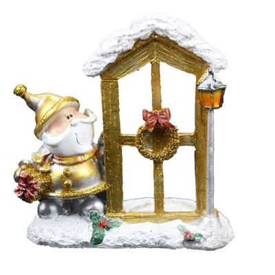 China Resin Personalized Window Shaped Resin Santa Claus Christmas Decor Figurine Small Christmas Supplies for sale