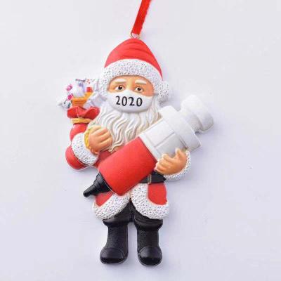 China Decorate Christmas Tree Personalized Christmas Santa Quarantine Resin 2021 Ornaments For Christmas Tree Decor for sale