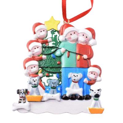 China Decorate Hanging Christmas Tree Ornament Survivor Family Christmas 2021 Quarantine Ornament Hanging for sale