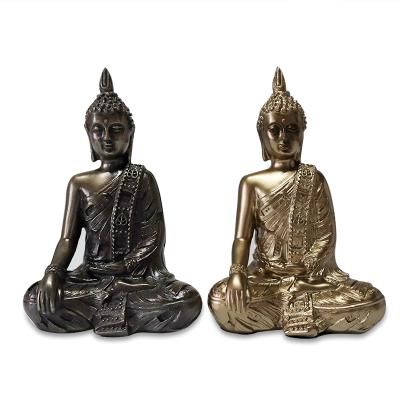 China Europe Resin Meditation Meditate Buda Buddha Statue Sculpture Bronze Figurine Sitting Gold Luck Buddha for sale