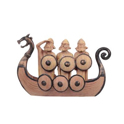 China Europe Personalized Custom Made Little Soldier Dragon Boat Holder Dragon Boat Statue Decor Vintage Resin for sale