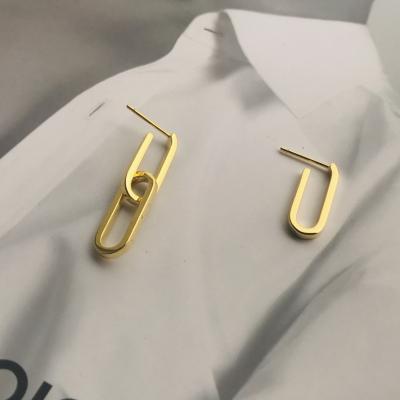 China Other Latest Fashion Earrings For Girls 18K Gold Plated Modern Asymmetrical Stainless Steel Stud Earrings Earrings for sale