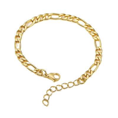 China Hiphop 2022 Figaro Nk Chain Adjustable Stainless Steel 5mm Gold Plated Bracelets For Women Men Gift for sale