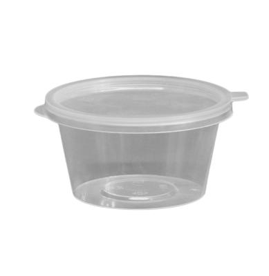 China 3.25 Oz Clear Color Leakproof Bowl / Snack Round Plastic Flat Lids Disposable Sauce Cup for sale