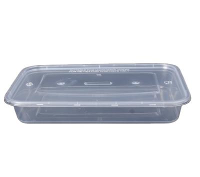 China 34oz/1000ml Reusable Microwavable Meal Prep Lunch Containers Plastic Divided Food Storage Containers With Lid Flat Rectangle Clear Recyclable for sale