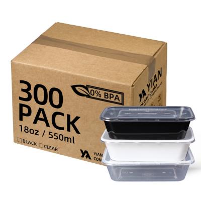 China Flexible Plastic 18oz / 550ml Food Container With Flat Lid Clear / Recyclable Black / White Take Away for sale