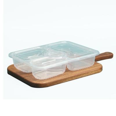 China With Airtight Lids/3 Compartment Portable Clear Grocery Food Storage Container Reusable Food Containers Take Away for sale