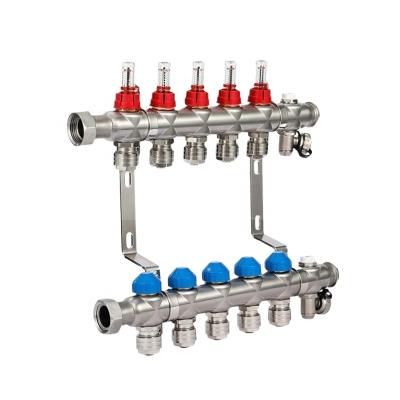 China Modern SS 304 1 Inch Pipe Radiant Heat Head Manifold With Flow Meter for sale