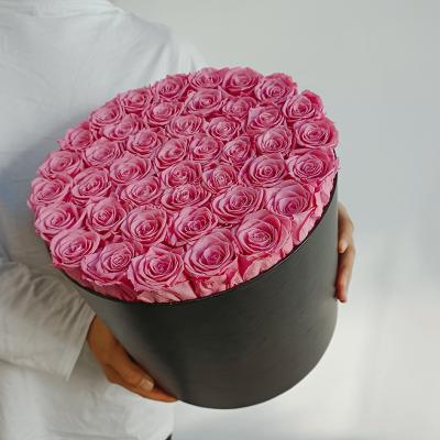 China Flower Amazon Luxury 2022 Best Selling Eternity Flora Eternal Preserved Roses Valentines Gift Wholesale Custom Stabilized Round Box for sale