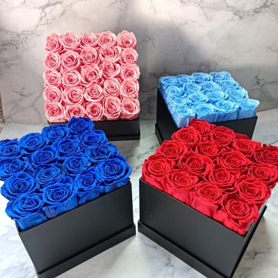 China Gifts Preserved Forever Factory Customized Flower Arrangement Gift Box Eternal Preserved Roses In Roses For Valentines Gift for sale