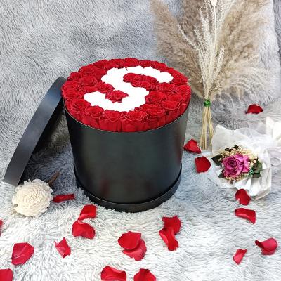 China Amazon 2022 best of gifts selling wholesale custom stabilized eternity flower roses valentines valentines gift in big round box for sale