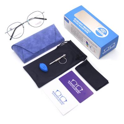 China 15 Years Experience New Fashion Around Titanium Metal Glass Optical Glasses Blue Light Anti Sight For Women Men for sale