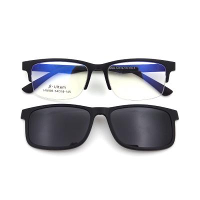 China CLIP ON GLASS Amazon Eyeglasses Frame Square Custom Blue Light Magnet Best Selling Anti Clip On for sale