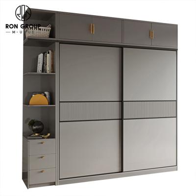 China DIY Free Combination Bone Customized Luxury Light Gray Wooden MDF Wardrobe Sliding Door Cabinet With Corner Wardrobe Top Cabinet for sale