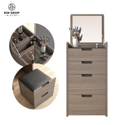 China Convertible Bedroom Dresser Cosmetics Desktop Dressing Table Makeup Vanity Table Dresser with Mirror Stool Wheel for sale