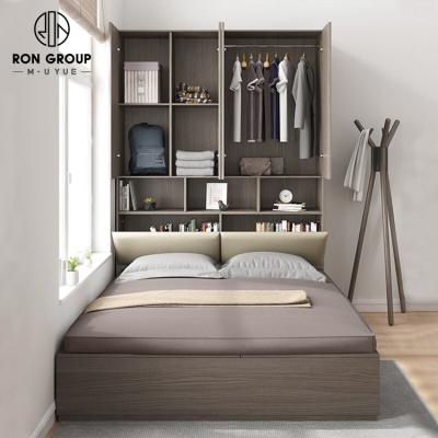 China Elevated Storage 1.5m Single Bed Tatami Futon Platform Bed Boxed Storage Tatami Bedroom With Bookcase Cabinet for sale