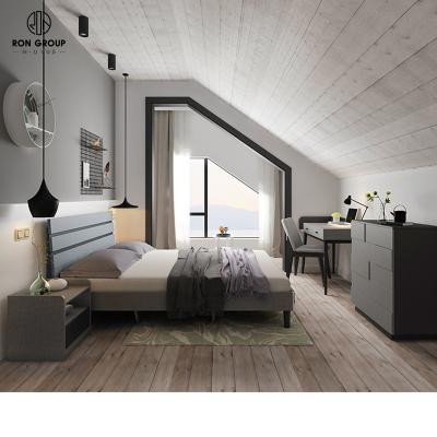 China Contemporary Cheap Nordic High Quality Minimal Melamine Bone Wooden Bedroom King Size Double Platform Bed for sale