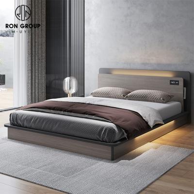 China Modern Wooden Smart Contemporary Storage Bed Melamine Bed Box High Bed With Night Sensor Light for sale