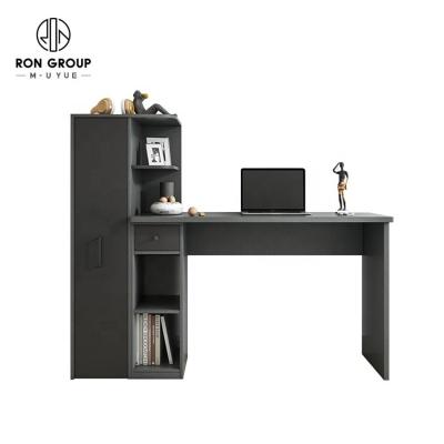 China With Monitor Storage Ergonomic Modern Wooden Home Study Computer Working Desk With Monitor Open Shelves Storage Bookcase for sale