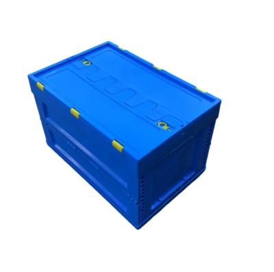 China Strong Box Plastic Crate Heavy Duty Collapsible Plastic Storage Boxes For Fruits And Vegetables With Lid for sale