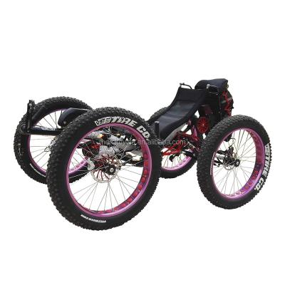 China Aluminum Alloy Aluminum Alloy Frame Disc Brake One Person 4 Wheel Fat Tire Recumbent Quad, 4x4 Drive Adventurous Electric Recumbent Quadricycle for sale